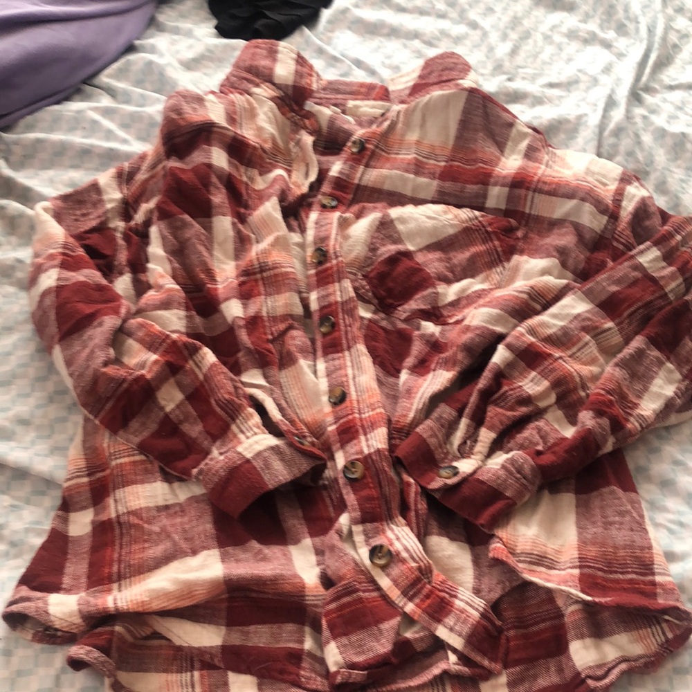 Maurices Red Plaid Button Down Shirt